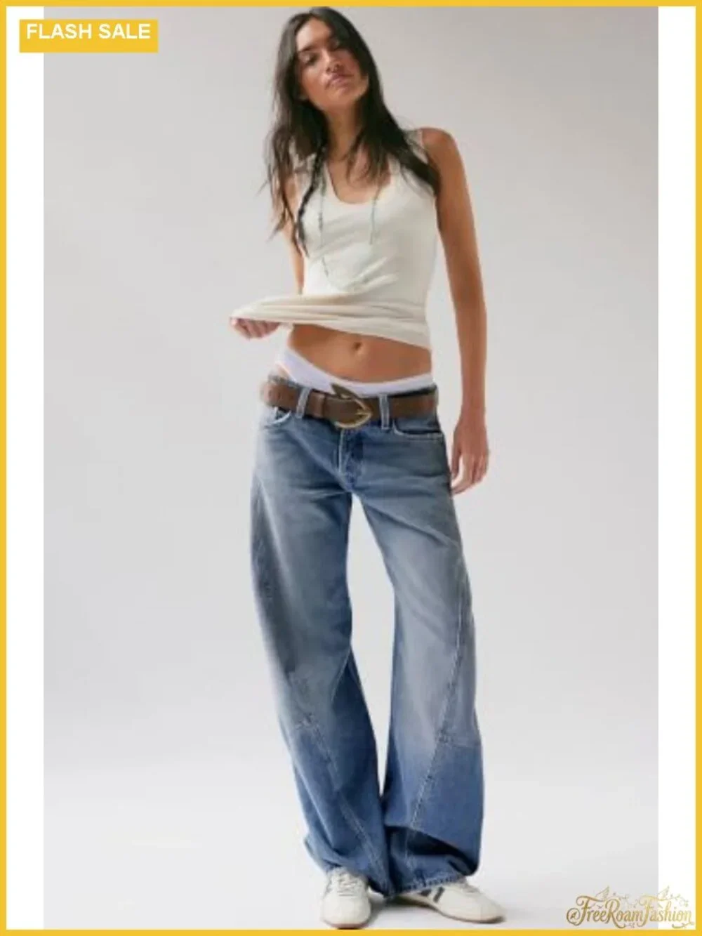 Low Rise Baggy Barrel Jeans Women Wide Leg Denim